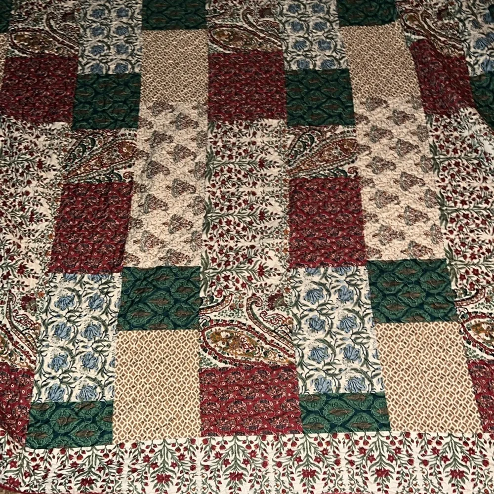 Handmade Patchwork Quilt with Multicolor Design 96” x 104”